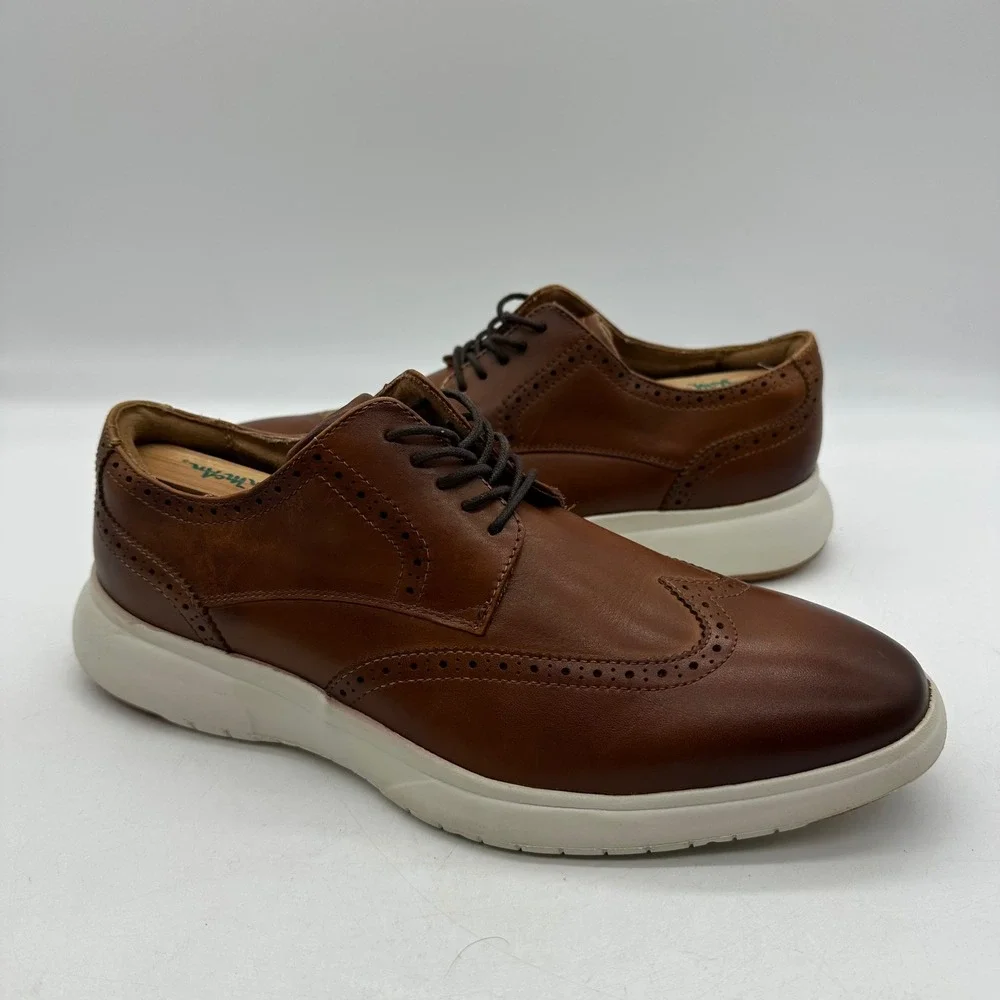Florsheim 11768-229 Mens 8.5M Cognac Brown Leather Dash Wingtip Oxford Shoes